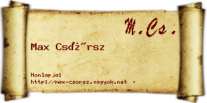 Max Csörsz névjegykártya